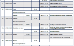 Fahrplan der MS Gloria