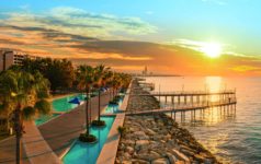 Sunset,In,Cyprus,Limassol.,Panorama,Of,Cyprus,Limassol,Resort.,Limassol