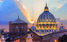St,Peter's,Basilica,In,Rome,vatican,,The,Dome,At,Sunset,,With