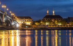 Beautiful,Sunset,Night,Over,Rhine,/,Rhein,River,And,Old